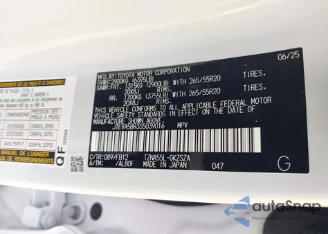 2025 Toyota 4Runner from USA, damaged, VIN JTEZA5BR3S5039016